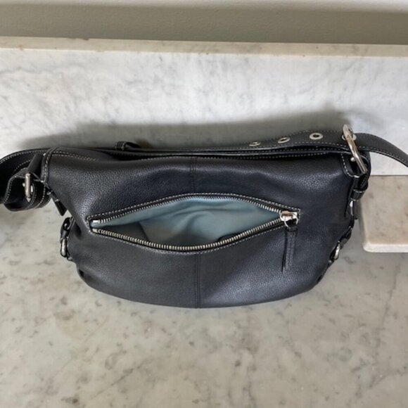 COACH Legacy Black Pebble Convertible Strap Leather White Stitiching Pur… - Picture 10 of 16